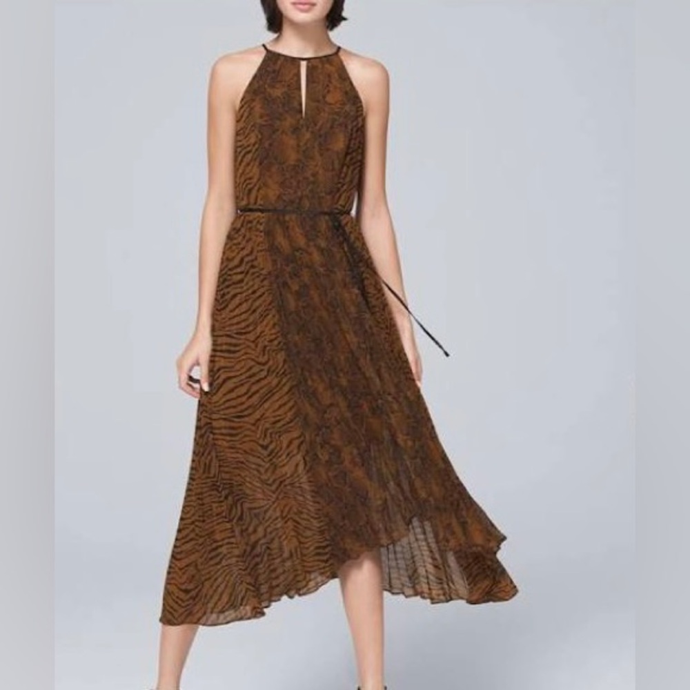 White House Black Market Zebra Print Halter Dress